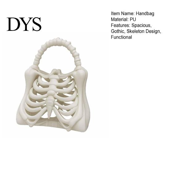 Skeleton Handbag Gothic Ribcage Bone Bag Spooky 3D Printed Lightweight Purse Anatomical Dark Aesthetic Accessory for Halloween Party Unique Design