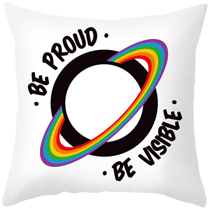 Rainbow Heart Pattern Nordic Sofa Cushion Cover Peach Skin Pillowcase Home Decor Pillowcase
