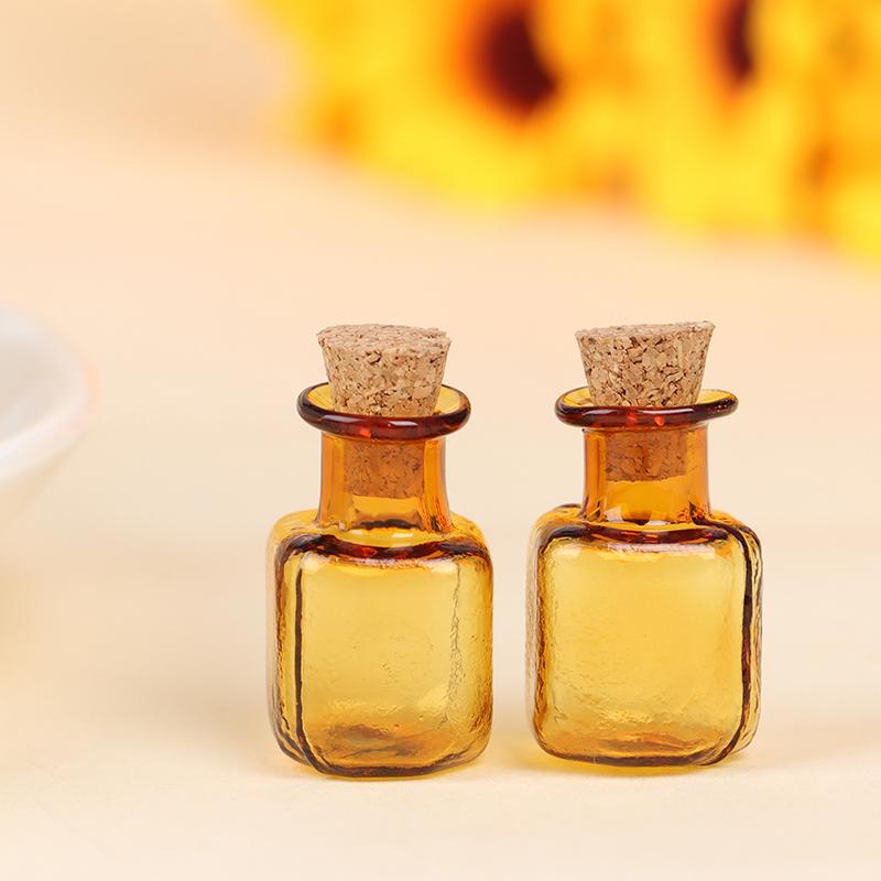 

2шт 1:12 Миниатюрных Кукольных Стеклянных Цветных Бутылочек с Корковыми Пробками Крошечные Баночки Флаконы Модель
