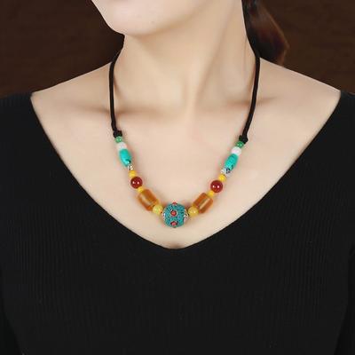 Vintage Handmade Tibetan Short Necklace Femininity Personality Nepalese Beeswax Accessories Pendant Collarbone Chain
