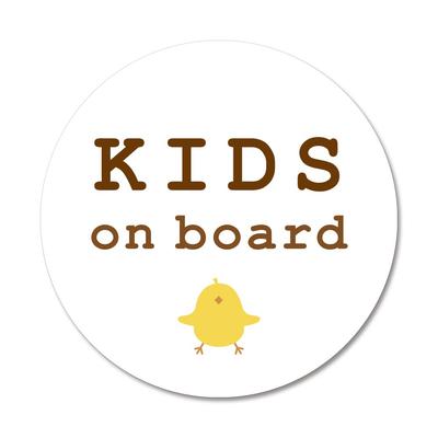 SignStore Chick Kids On Board Sticker 4.5" Diameter Multicolor Vinyl Made In Japan Waterproof sticker_car_natural_07_Kids (White)