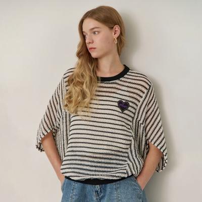 Loose FiT Cape Tweed KniT T shirT ze08qT602na