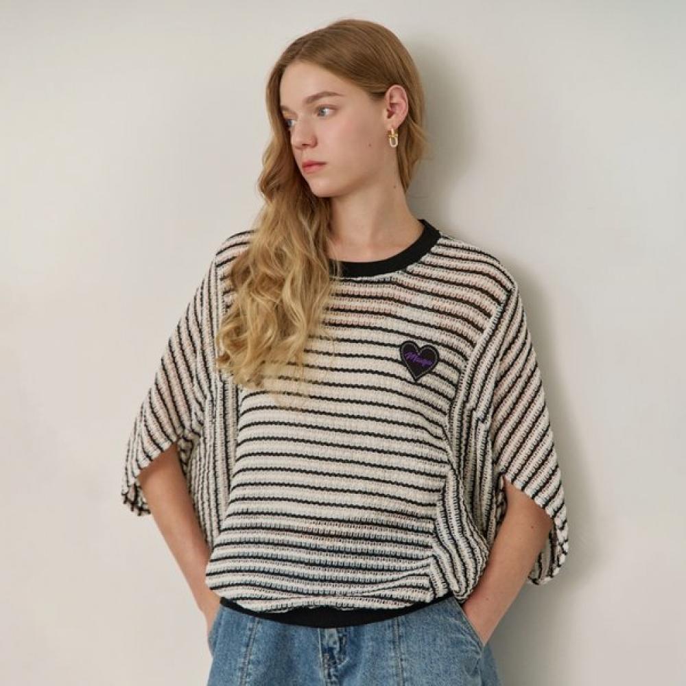 Maxza Loose FiT Cape Tweed KniT T shirT ze08qT602na Ivory/FREE