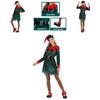 Women's Xmas Elf Cosplay Costume Soft Velvet Skirt With Bells Serrated Cuffs