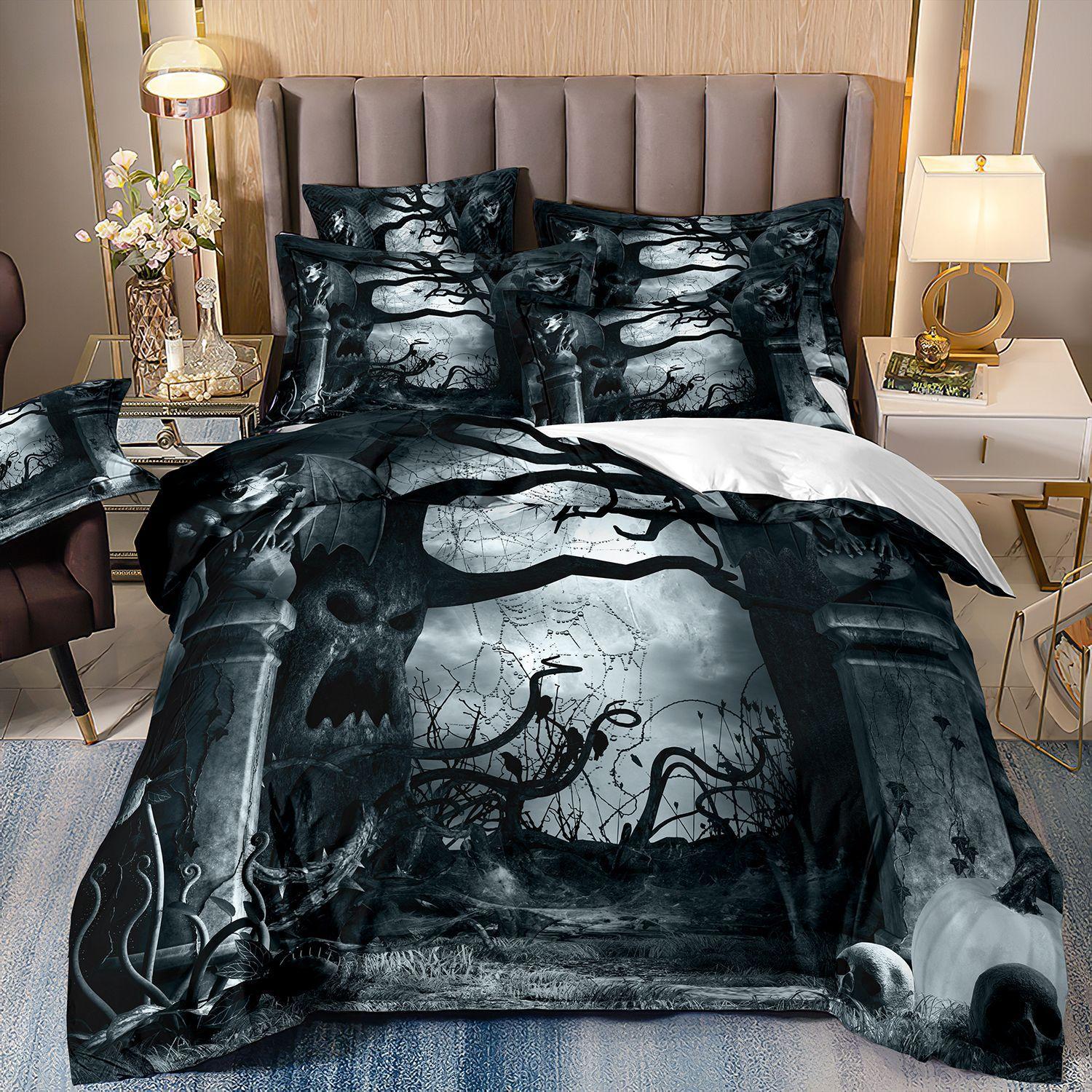 

Bedding Creative 3D Digital Printing Three-Piece Halloween Quilt Kit cover 70 * 133 and 50 * 75 * 1