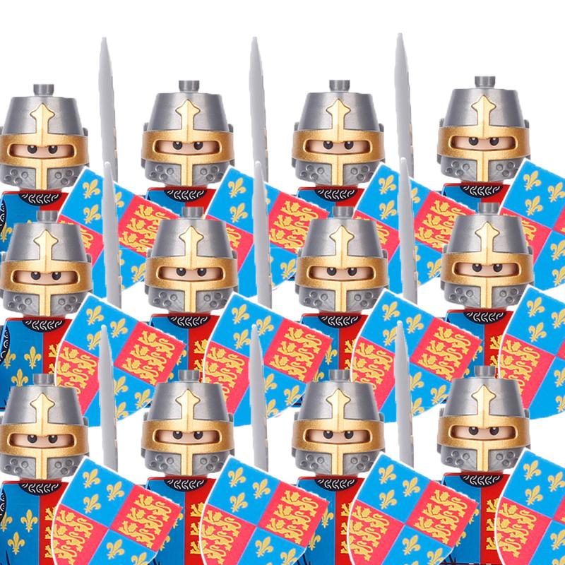 Kompatybilne MOC Średniowieczne Klocki Budowlane Postacie Żołnierze Smoczy Rycerze Czarny Lew Orzeł Zabawka Prezent Klocki Rolnik Żołnierz X048