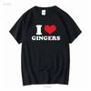 I Love Gingers T Shirt Heart Funny Idea Birthday Redheads Long or Short Sleeves Vintage Washed Stretched Comfortable Fashion
