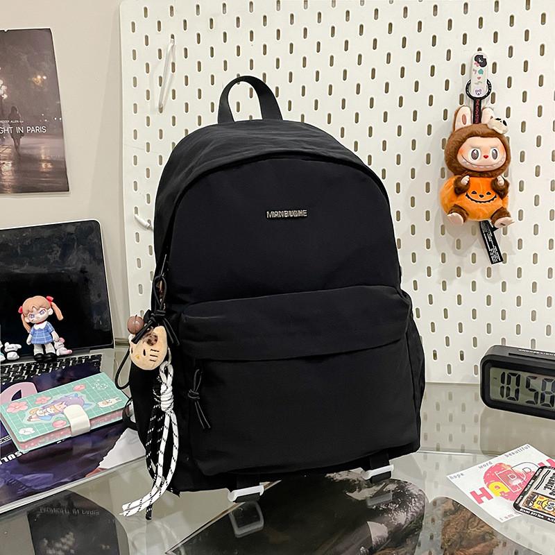 

Cute Korean Style Student Backpack With Nylon Material And Cushioned Straps For Daily Use Large чёрный