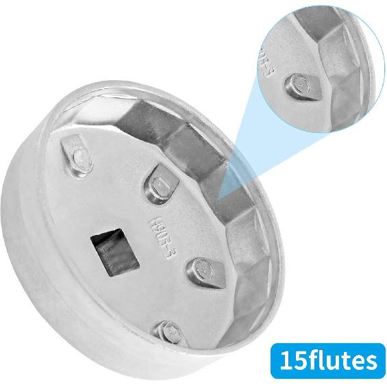 74mm 15 Flute Oil Filter Wrench, Cap Type Oil Filter Removal Tool Aluminum Oil Filter Cap Wrench for Cars (Model 903-3)