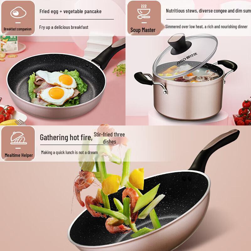 ASD Crystal Stone Non-stick 3-Piece Cookware Set