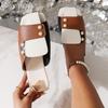 Women Square Toe Slippers Flat Sandals Shoes Woman 2025 Trend Summer Open Toe Shoes Comfort Shallow Dress Plus Size Slides Mujer