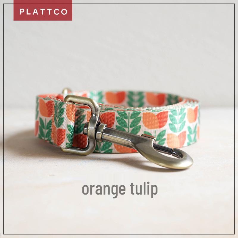 PLATTCO Orange Tulip Nylon Dog Leash - Convenient for Walks (Model PDL348) L 2.5cm*120cm