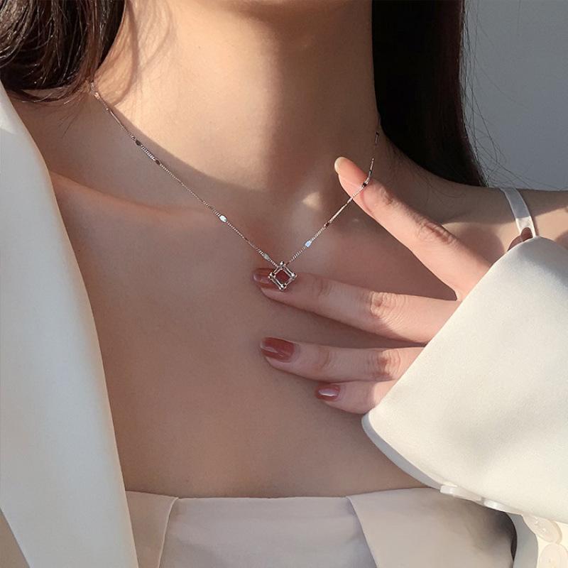 Kobiety Srebrny Naszyjnik Geometryczny Motyl Kwiat Wielostylowy Łańcuch Obojczyka Biżuteria Akcesoria