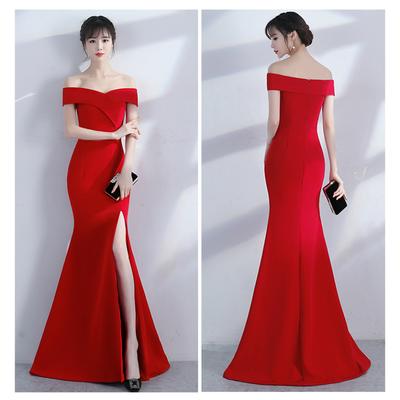 Banchet Rochie maxi de seara pentru femei, eleganta, fara spate, cu umeri