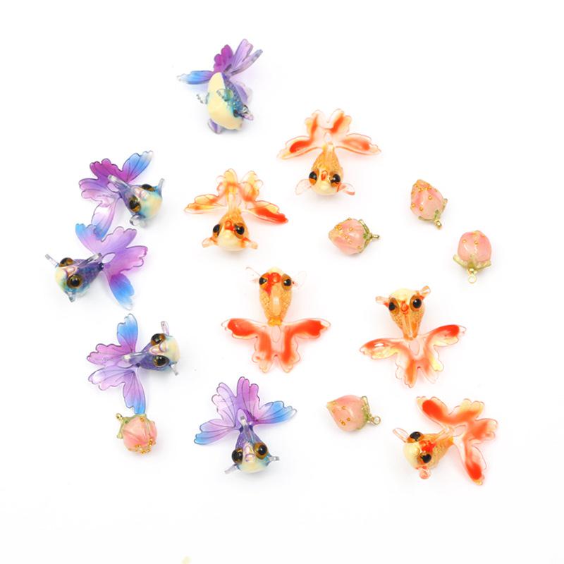3D Strawberry Goldfish Resin Jewelry: Earrings, Pendants, Hairpins, Hair Clips, DIY Necklace & Bracelet Materials