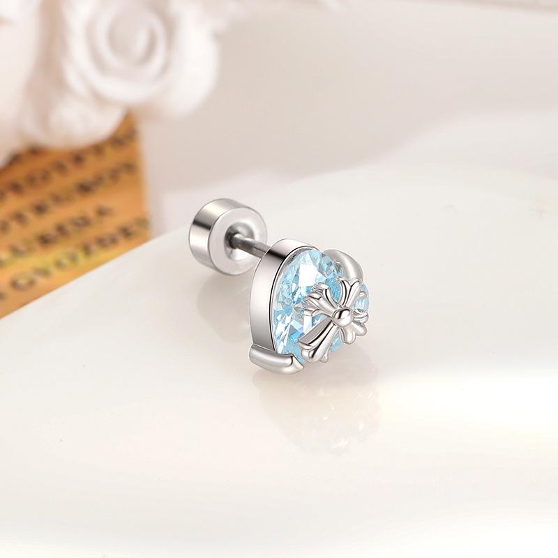 High-End Sweetheart Zirkonia Knorpelstecker für Damen - Doppelkopf-Schraubverschluss, Kreuzdesign