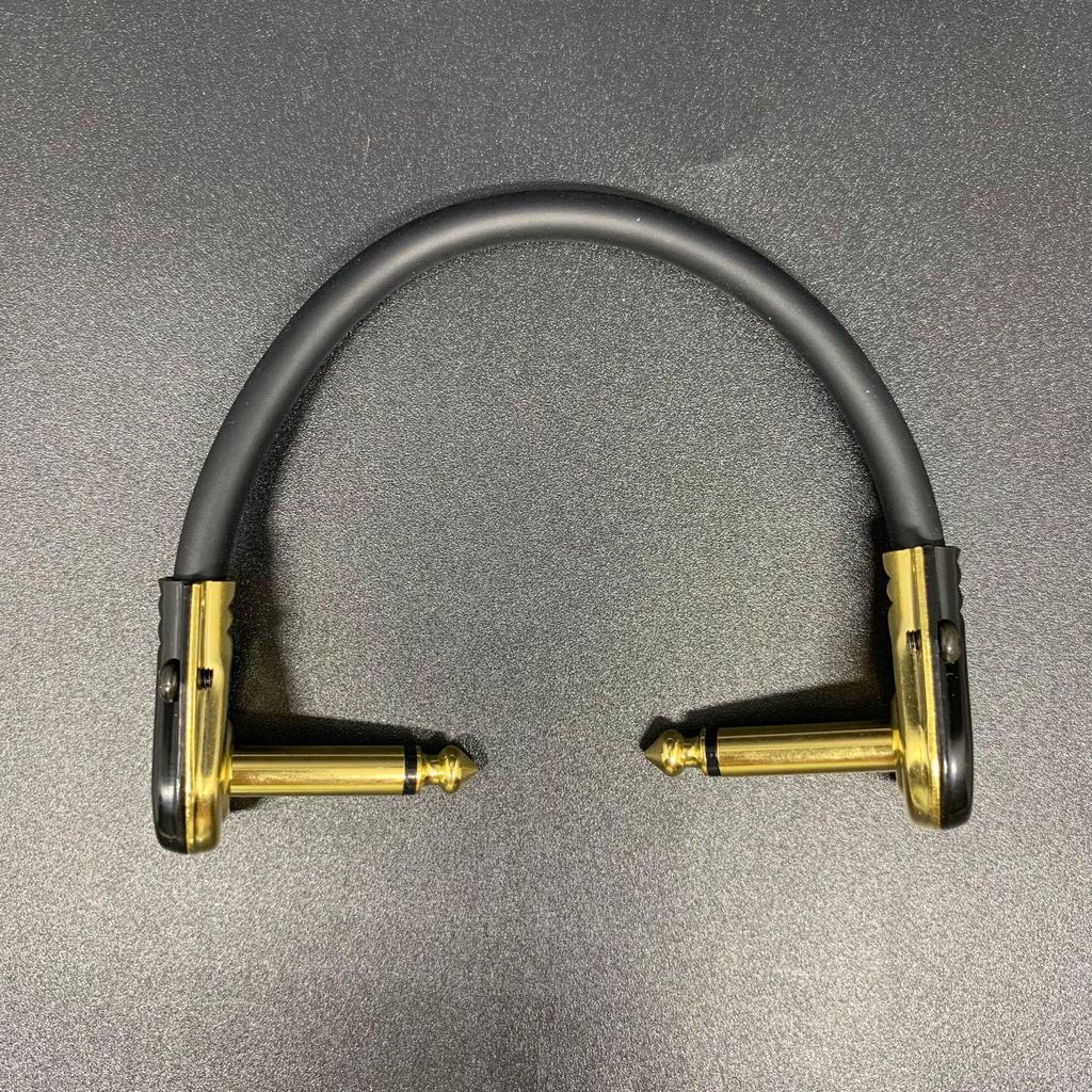 Guitar Cable 6.35mm Flat Head Gold-Plated Connector, Black, 30CM/15CM, for Pedal Connections.