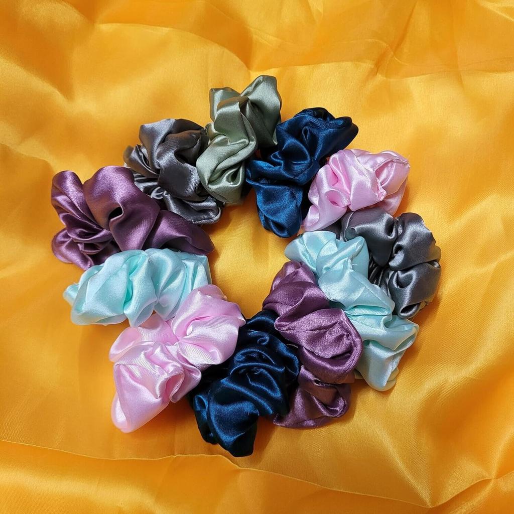 @ Multicolour Rubber Band Soft Satin Silk Hair For Women Pack of 12 T286 Zr-2163-60%Off