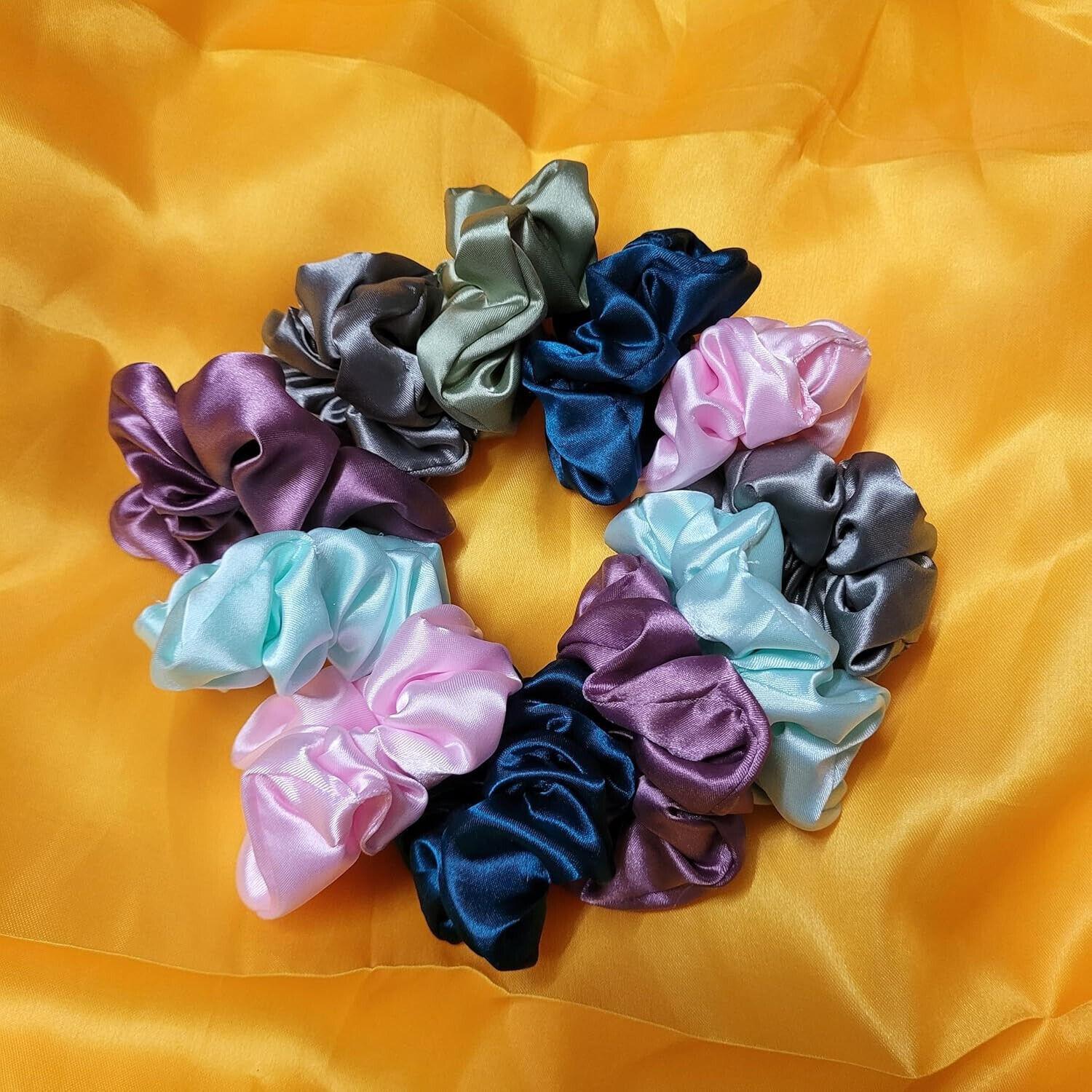 @ Multicolour Rubber Band Soft Satin Silk Hair For Women Pack of 12 T286 UKR663_60%OFF