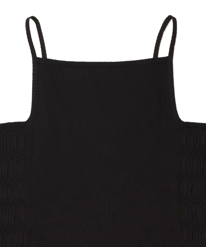 COTTON BELL Seersucker Smocked Dress - Black