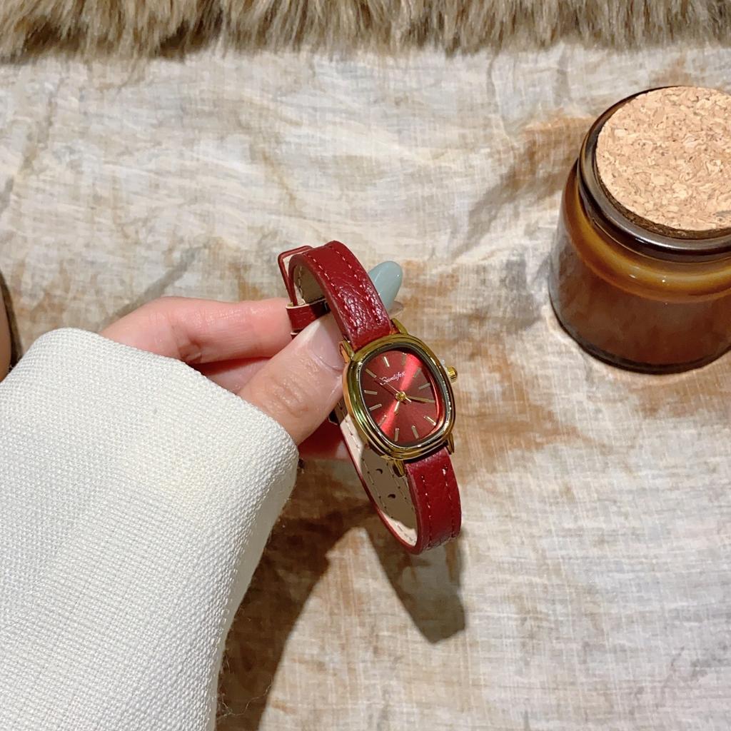 Sunlifex Simple Temperament Square Round Watch Women'S Literary Retro Mori Belt Student Workplace Quartz Watch
