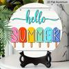 2D Flat "Hello Summer" Popsicle-Style Aluminum Decorative Signs and Plaques in Various Sizes. Colorful Popsicle Pattern Wall Decorations Suitable for