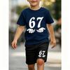 Fashion Funny 67 Palm Printed 11 Colors Kids T-shirt and Shorts 2 Piece Set Summer Home Outdoor Casual Outfit for Boy and Girl's T-shirt Sports Set