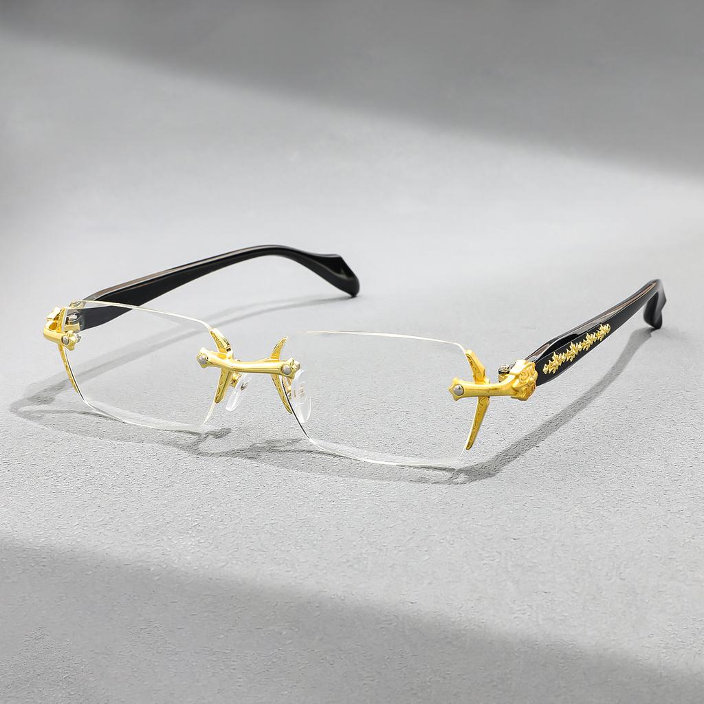 Retro Rimless Reading Glasses For Men Women Blue Light Blocking Presbyopic Glasses Stylish Design