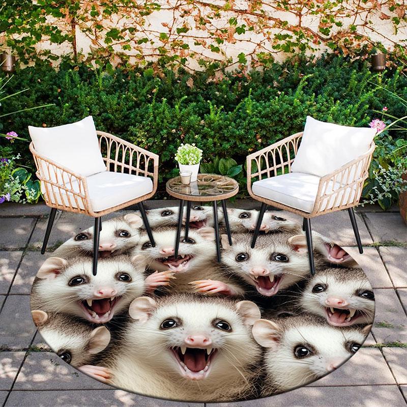 Opossum pattern round rug,Carpet Rug for Living Room Bedroom Playroom ,Non-slip Floor Mat,Holiday Gifts and Birthday Gifts.