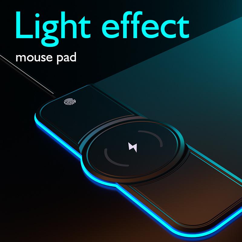 RGB Gaming Mouse Pad with Wireless Fast Charging (15W/10W/7.5W), Soft Surface, Colorful Light Effects, Phone Charger