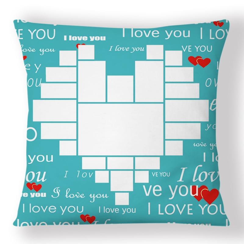 Custom Photo Pillow Cover Personalized Heart Collage Cushion Case Peach Skin 2D Flat Print For Valentine Gift Sofa Home Decor