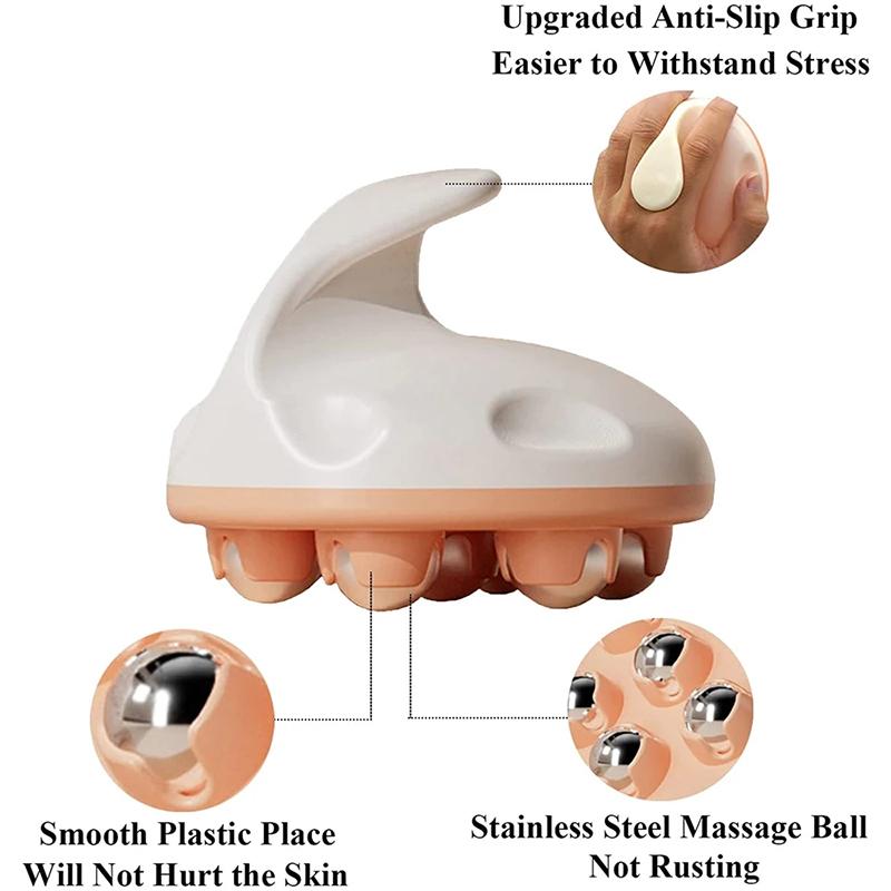 Hand Roller Massager With 360 Metal Balls For Neck Back Thigh Pain Relief Deep Tissue Muscle Relax Body Massage Tool