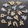 Copper Inlaid Colored Diamonds 26 English Letter Pendant Personalized Hip Hop Fat Letter Pendant Accessories Vd1381