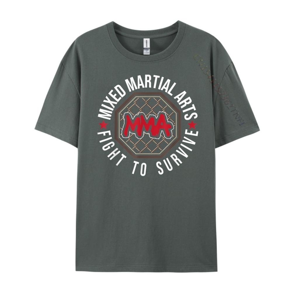 Fight To Survive Mixed Martial Arts Mma Bjj Cage Fighting Graphic T Shirts Men Oversized Long Sleeve TShirt 4TH of July