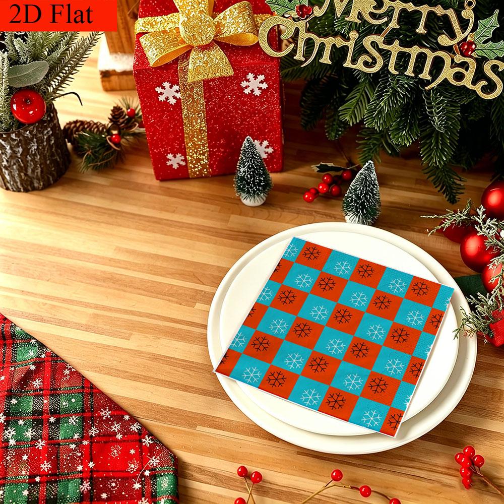 20pcs Disposable Napkins with Snowflake Pattern Print for Wedding,Parties,and Daily Use for Thanksgiving Fall Christmas Table Decoration