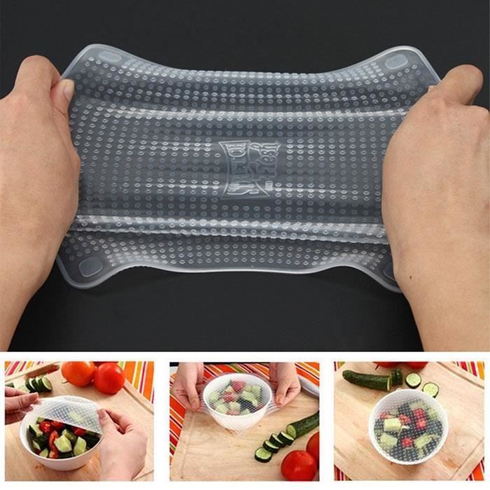 

Lot de 4 Couvercles Hermétiques et Réutilisables en Silicone Alimentaire