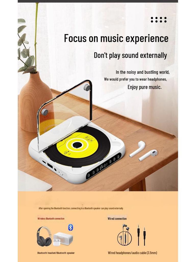 Portable Audiophile-Grade CD Player with Bluetooth Speaker