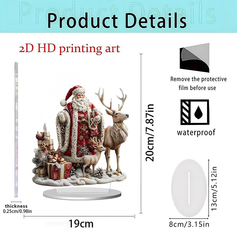 1Pc 2D Elegant Acrylic Christmas Decoration Snowhouse & Reindeer Scene Home Office Ornaments Festive Warm Party Gift Photo Props