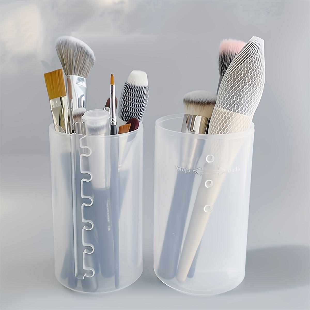 

Portable Retractable Makeup Brush Holder with Lid - Transparent and Adjustable AdjustableBucket for Easy Access and Organization белый