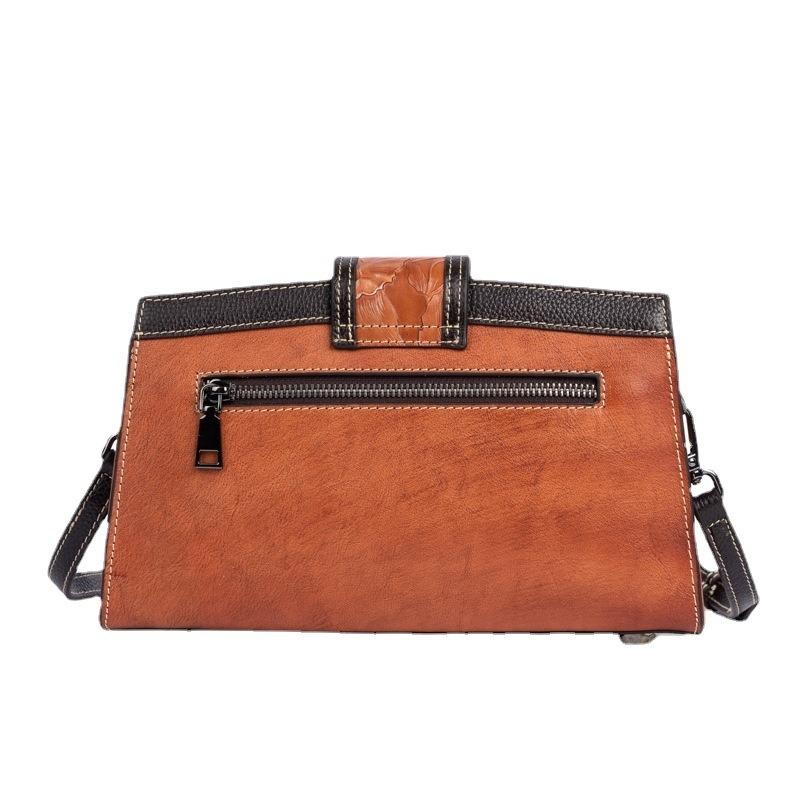 New Luxury Women's Bag Vintage Leather-embossed Cross-body Bag a Classic Cowhide Shoulder Bag with a Top Layer