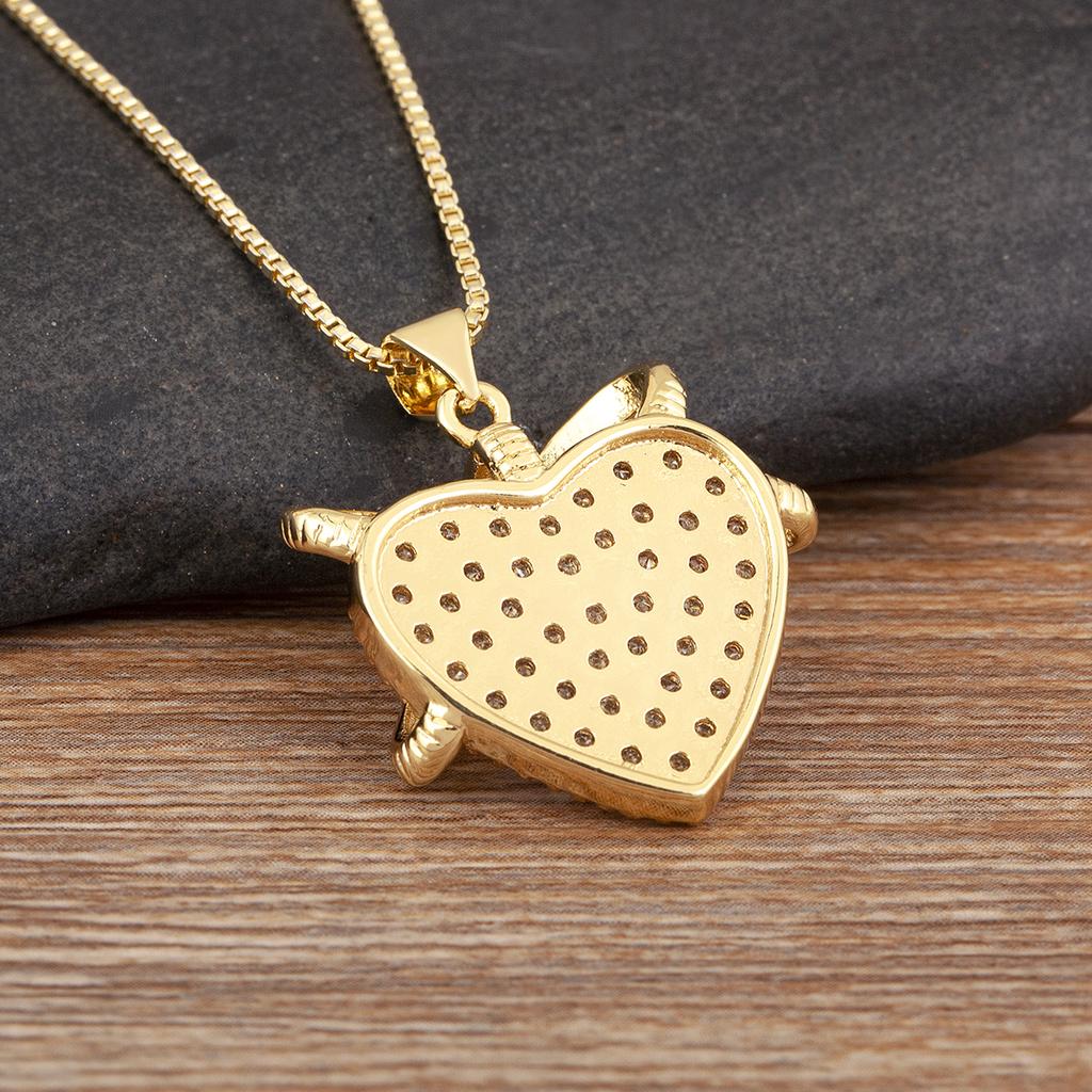 Nidin Hot Sale Heart Shape Inlaid Shiny Crystal Zircon Pendant Necklace 3 Styles For Women Female Wedding Party Jewelry Gifts