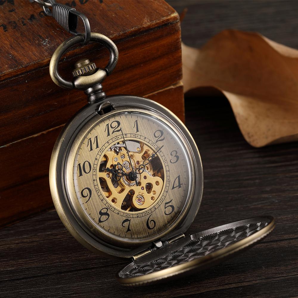Lady Pocket Watch Skeleton Mechanical FOB VIntage Pocket Watch for Men Montre De Poche Retro Steampunk