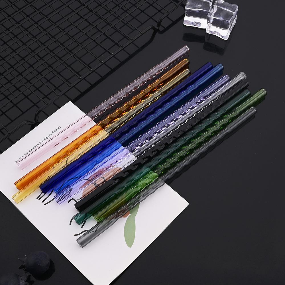 10Pcs Coloful 8mm Glass Straw Reusable Drinking Straws Heat-Resistant Straw For Festival Party Wedding Cocktail Bar Beachs