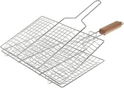 Grille De Cuisson - Référence 001088 - 34 X 22 Cm - 3 Compartiments - Poignées En Bois d'Acacia
