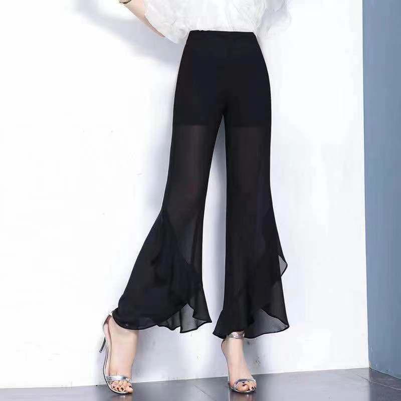 Sommer 2023 Damen High-Waist Chiffon Schlaghose – Schlankmachend, Stilvoll, Vielseitig, Weiter Beinschnitt