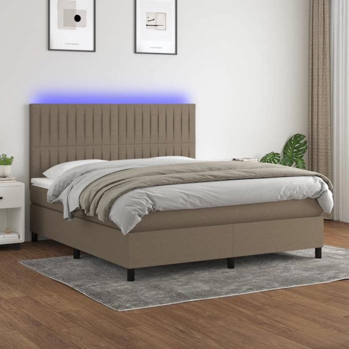 VidaXL Slat Bed Base with Mattress and LED, Upholstered Bed, Double Bed, Adult Bed for Interior Bedroom, 3135049