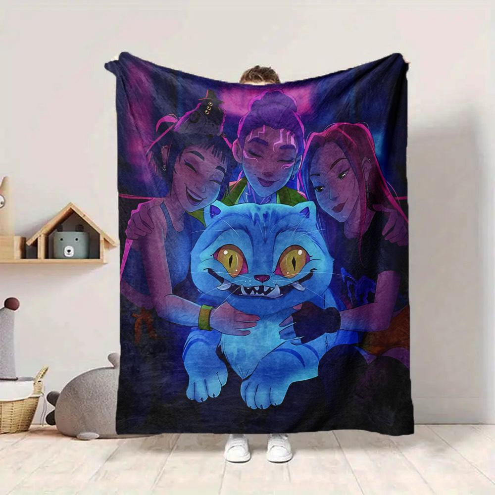 1PC K POP Demon Hunters, Huntrix Blanket, Throw For Sofa, Bed, Travel, Camping, Livingroom,