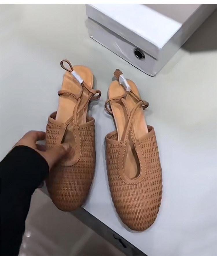 Fashion 2024 Woven Sandals Mules For Women Fashion Band Slingback Flats Summer Elegant Flats Sandals Casual Flat Comfortable Shoes