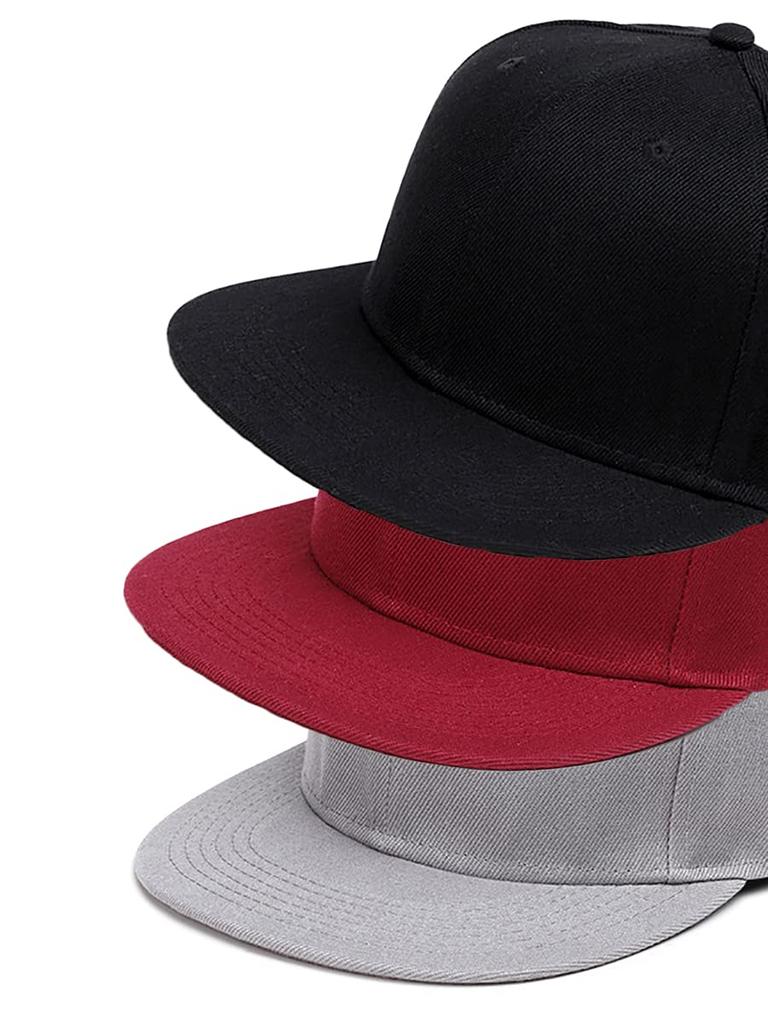Spargel Simple Plain Flat Brim Snapback Baseball Cap Men's (Gray)