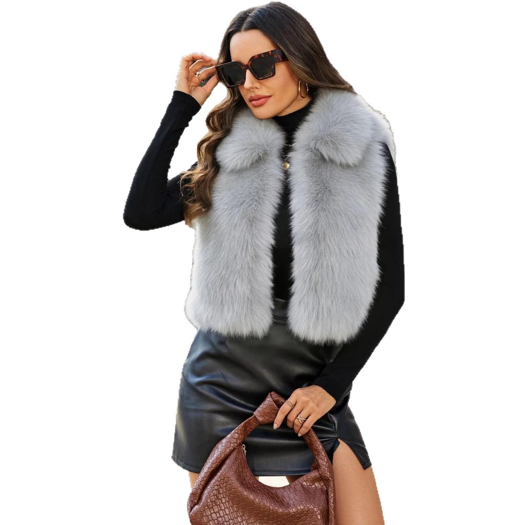 Imitation fur vest women's autumn and winter coat thickened warm imitation fox fur vest